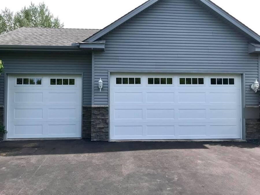White garage doors window inserts